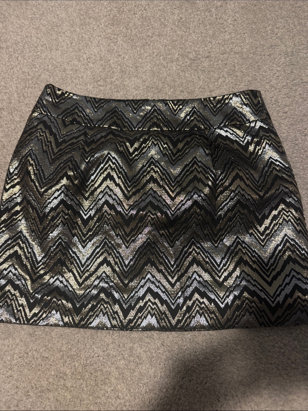 Trina Turk Black and Gold Metallic Chevron Mini Skirt